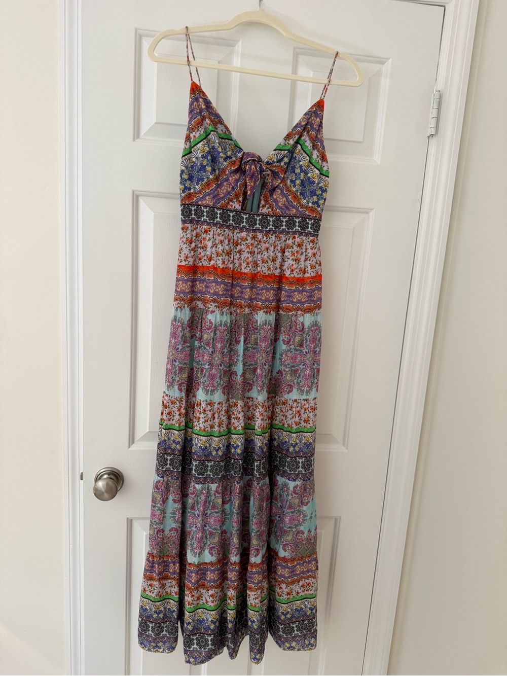 Alice + Olivia Purple Multi-Print Tie-Front Maxi Dress